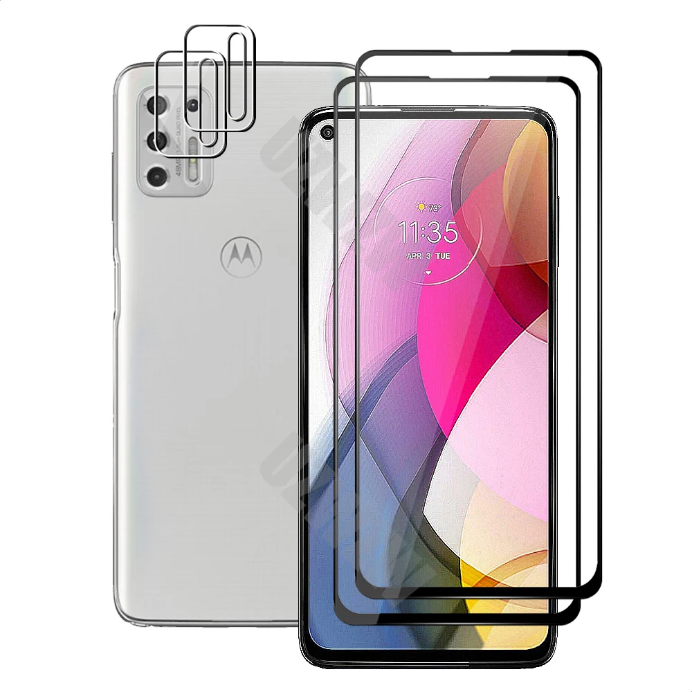

4 in 1 For Motorola Moto G Stylus 2021 (2pcs) Full Coverage Tempered Glass Screen Protector & (2pcs) Camera Lens Protective Film