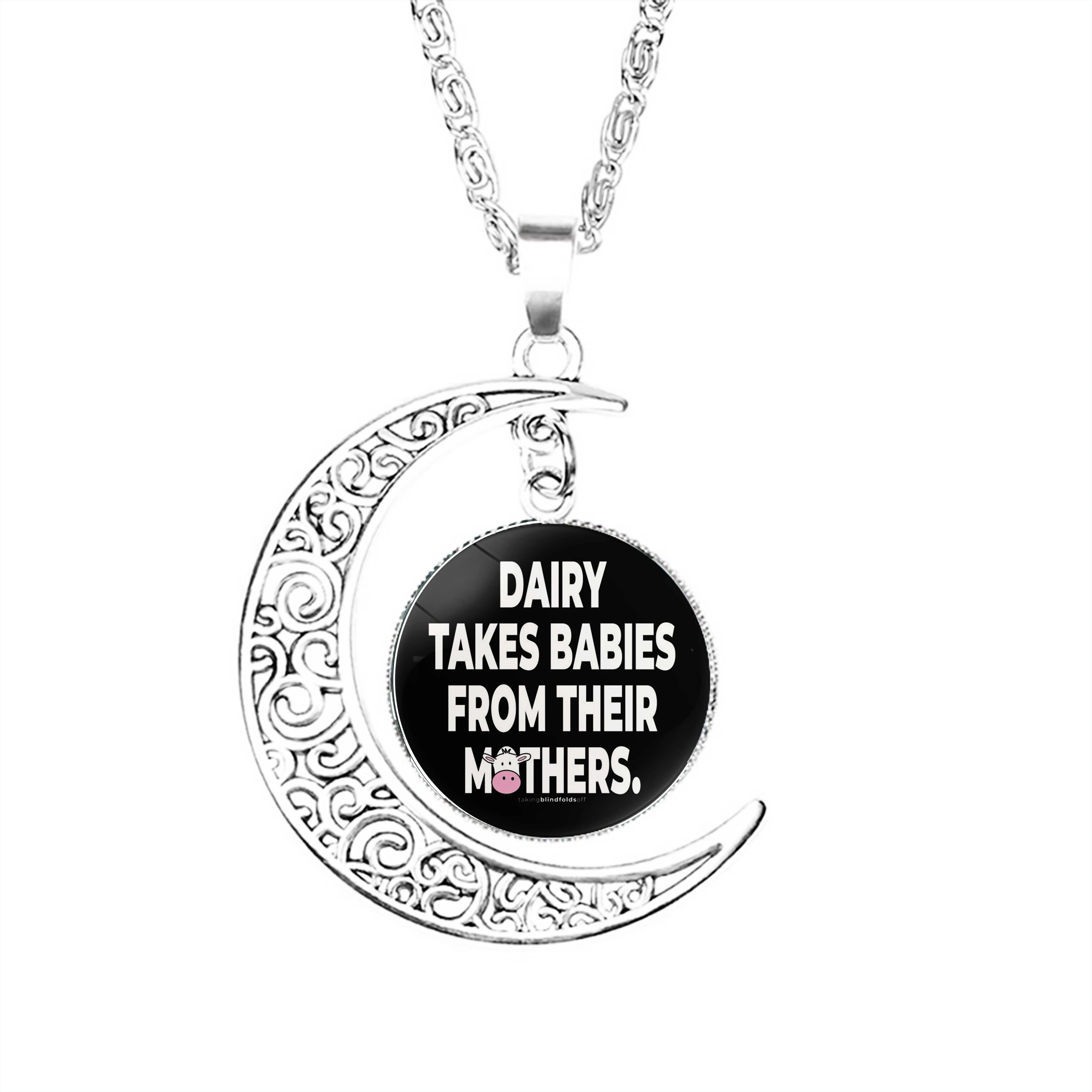 

Vegan Activist Graphics Takingblindfoldsoff 80 Moon Necklace Lady Accessories Party Men Women Charm Boy Lovers Fashion Glass