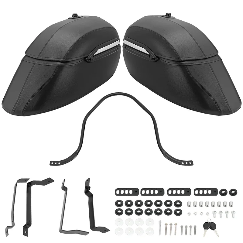 

Черные мотоциклетные универсальные классические жесткие сумки, седельные сумки и прочное крепление для Kawasaki, Honda, Harley Touring Softail