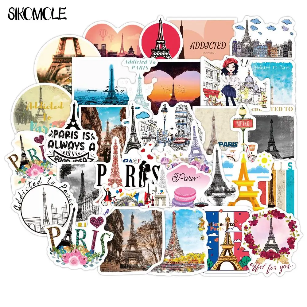 

10/30/50PCS Travel Decorative Stickers of Popular City Paris For Luggage Laptop Skateboard Snowbord Pegatinas Decals Sticker F5