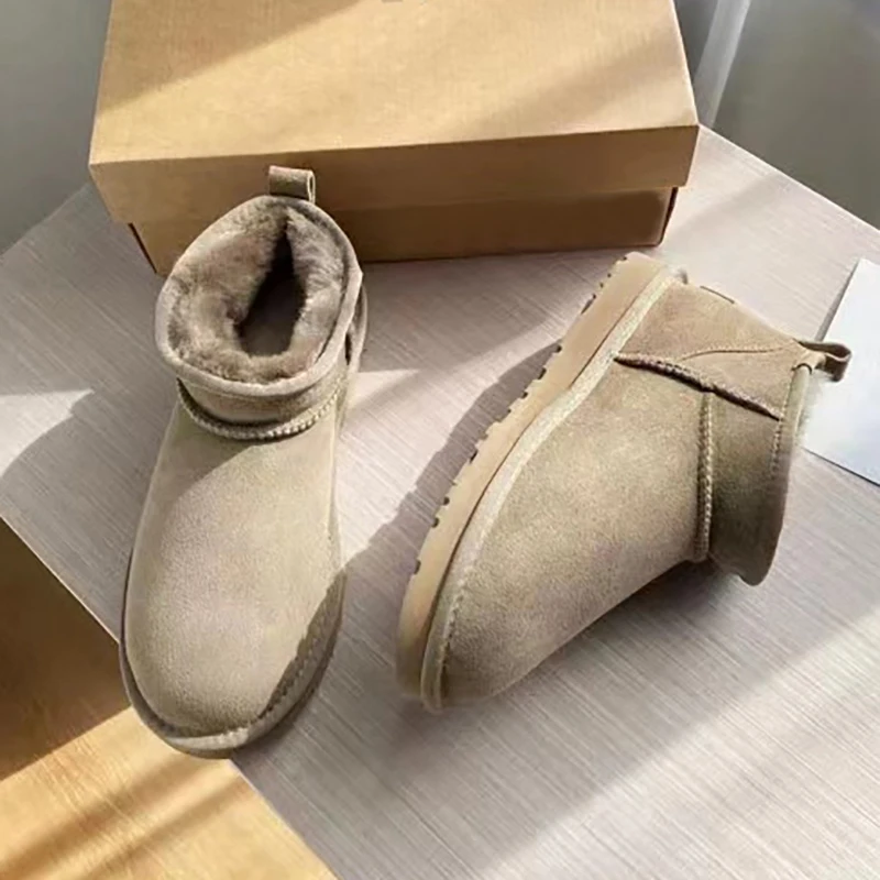 Зимние ботинки женские Tazz Platform Ultra Mini 2024 новые зимние короткие из овчины шерсти