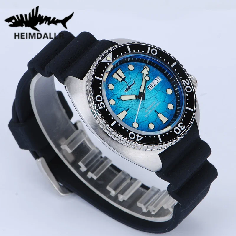 Фото HEIMDALLR дайверские мужские часы Turtle King с сапфировым стеклом, сталь 316L, NH36, 200 м, водонепроницаемые, светящиеся, автоматические часы Mechanica №1