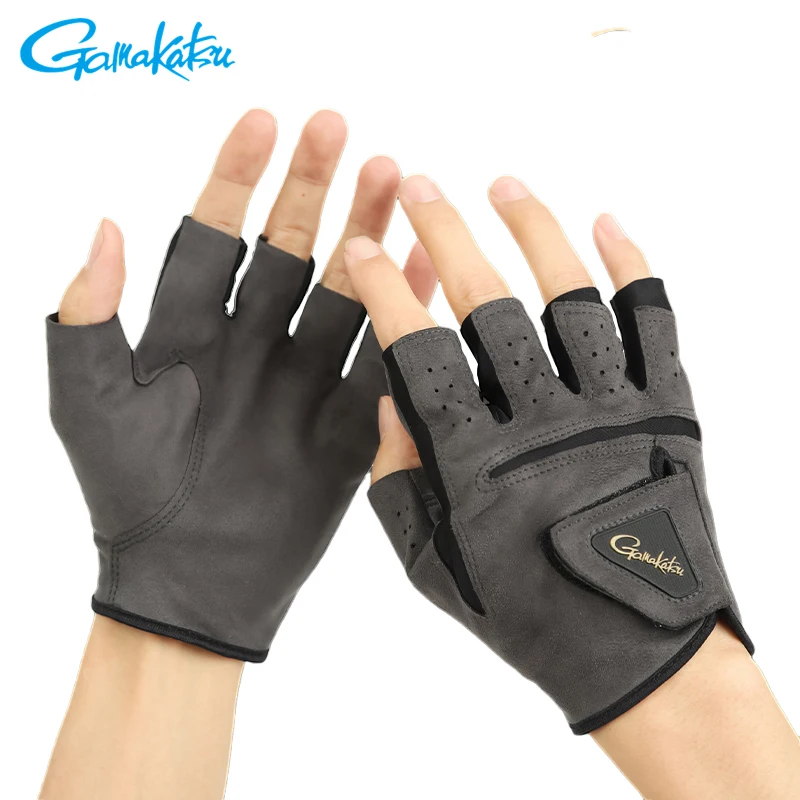 

Gamakatsu Anti-Slip Fishing Gloves Breathable Fly Fishing Gloves Wear-Resistant Fingerless Gloves for Hiking Driving Hunting