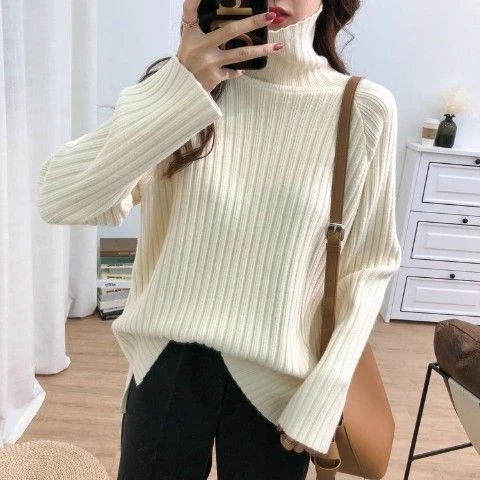

White Color RU Spring Fall Korean Pullover Long Sleeve Sweater Loose Coat Casual Cloth Lady T-shirt Tops Clothes for Women Girl