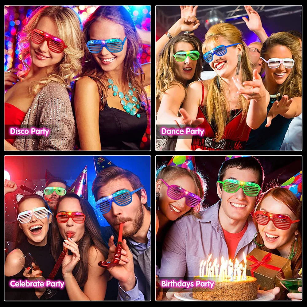 10/20/50 Pcs Glow In The Dark Party Glasses Light Up LED Glasses Neon Party Favors Sunglasses for Kids Adults Birthday Christmas