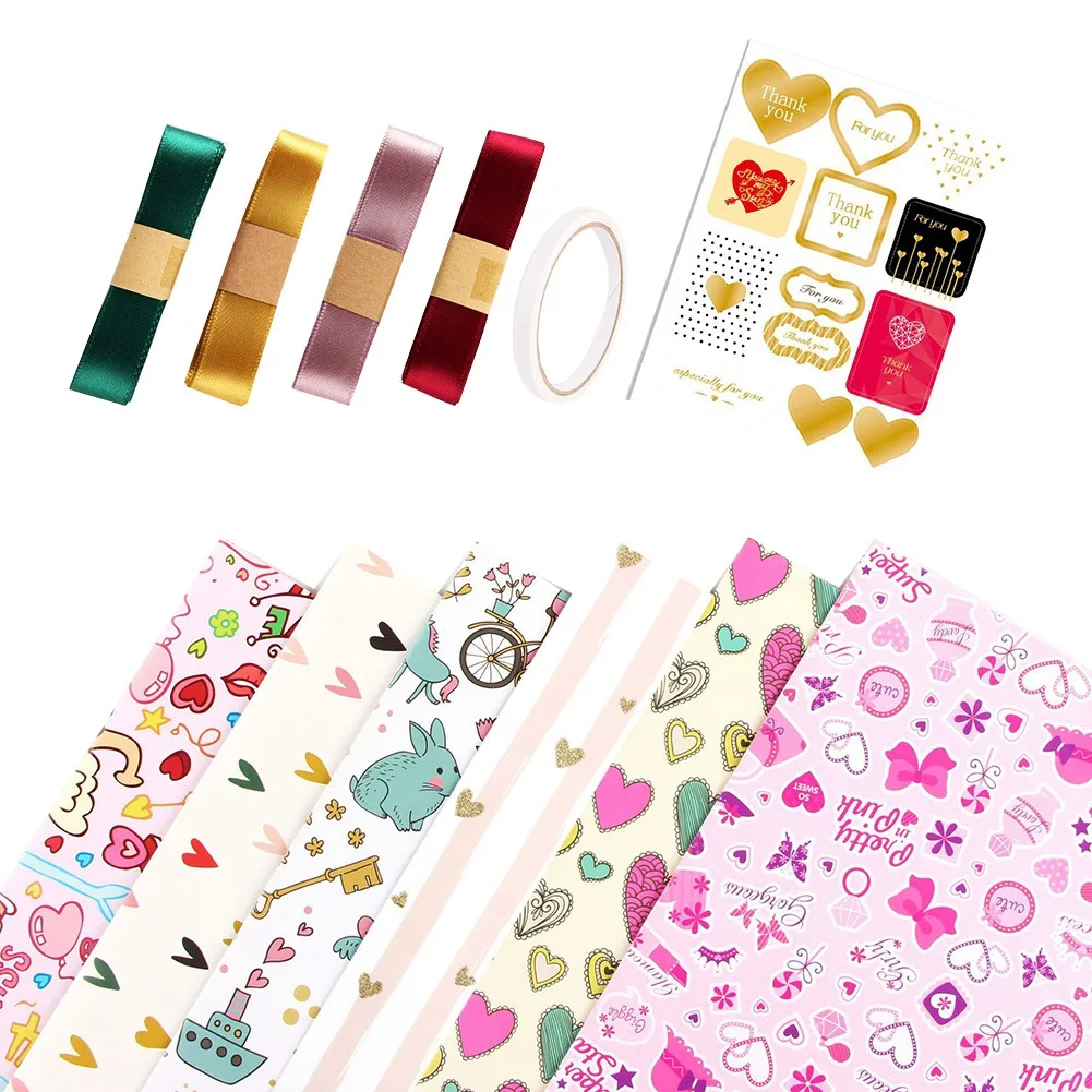 

6 Sheets Gift Wrapping Paper,Wrapping Paper with 6 Different Patterns,Wrapping Paper for Christmas Birthday Party