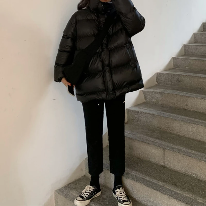 Women Korean Loose Thick Cotton Down Jackets Warm Bread Coat Ladies Winter Solid Casual Simple Jacket All-match Fashion Overcoat