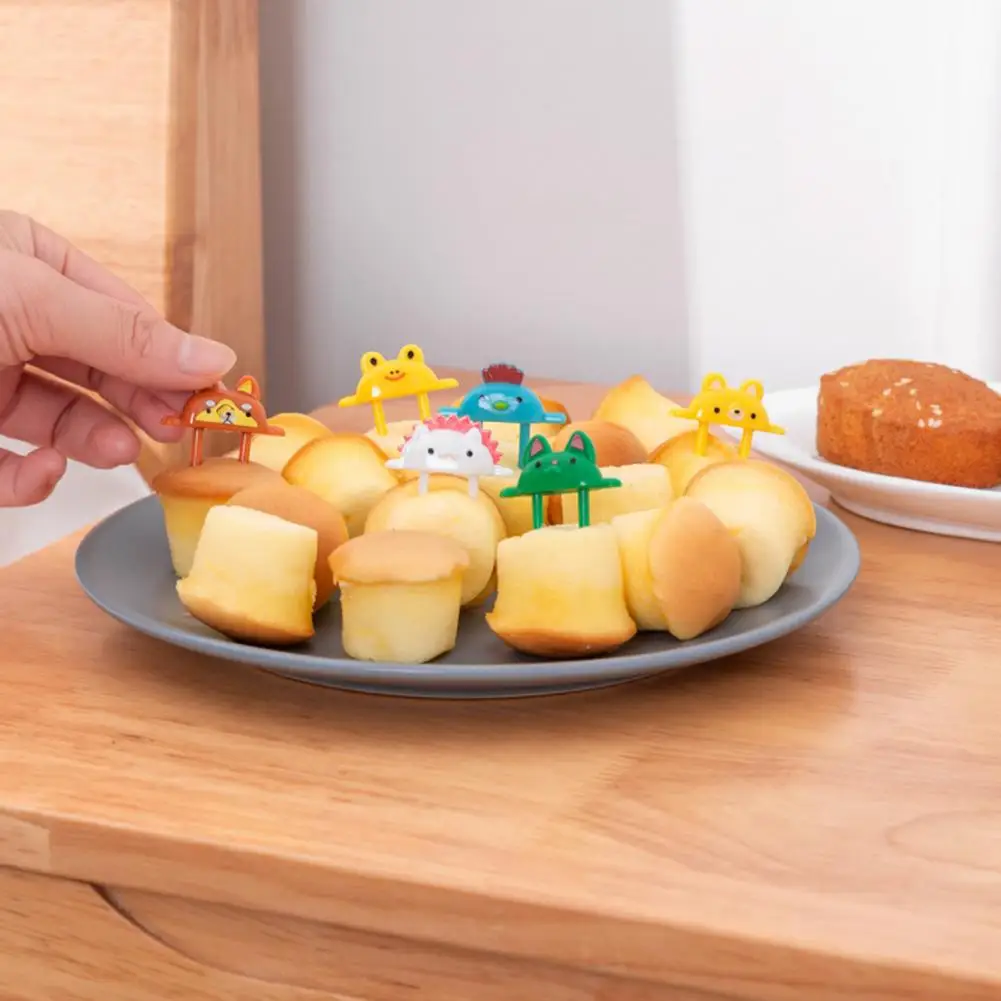 

Comfortable Grip 6Pcs Pretty Lovely Design Food Toothpick Vibrant Colors Fruit Toothpick Cartoon for Dormitory