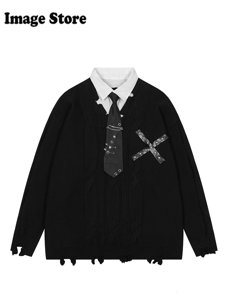 Зимние женские пуловеры Harajuku Y2k Shoujo Girl из двух предметов с длинными рукавами