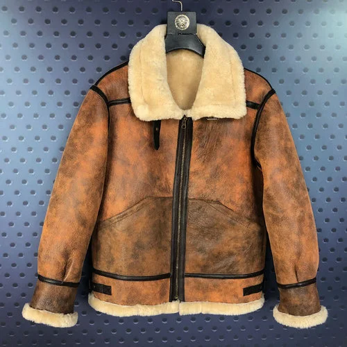 

Real Leather Jackets Men Sheepskin Fur Jacket Sheepskin Wool One Sheep Shearling Coat Motorcycle Flight Jacket Winter New