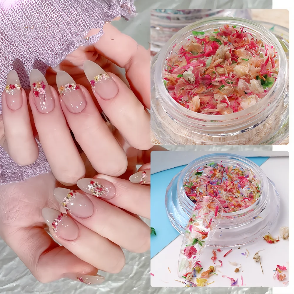 

1Box 3D Dried Flower Nail Decoration Natural Floral Sticker Mix Dry Flower Press on Nails UV Gel Polish Manicure Jewelry