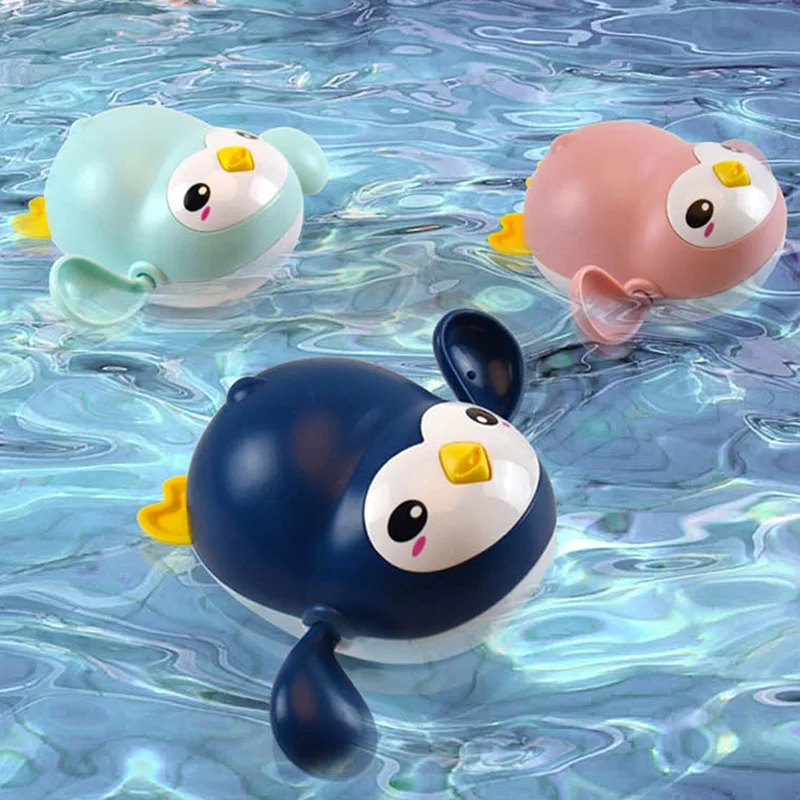 

Bath Toys Baby Water Chain Clockwork Cute Cartoon Infant Swim Penguin Fish Wound-Up Kids Beach Water Bath Toy