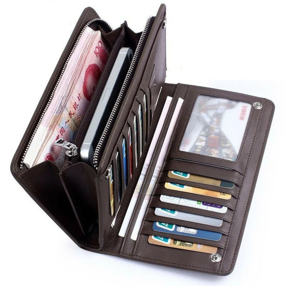 

Men Long Wallet Clutch Bag Credit Card Holder Purses Carteira Masculina Carteras Billetera Hombre PU Leather Money Portfe Carte