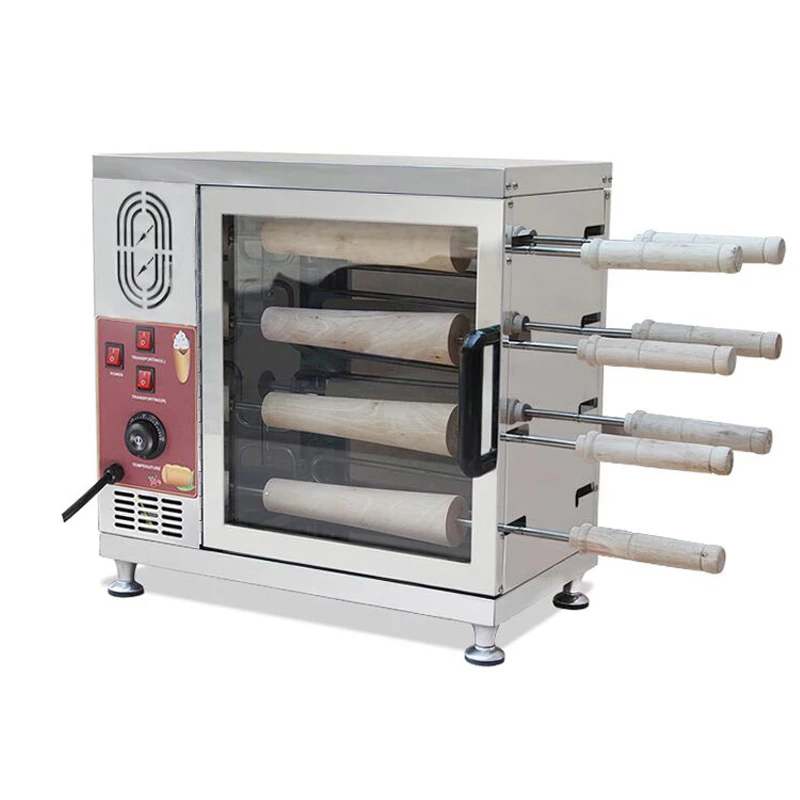 

110V 220V 8PCS Wood Stick Hungarian Chimney Cake Roll Oven Automatic Electric Chimney Roll Cake Baking Machine