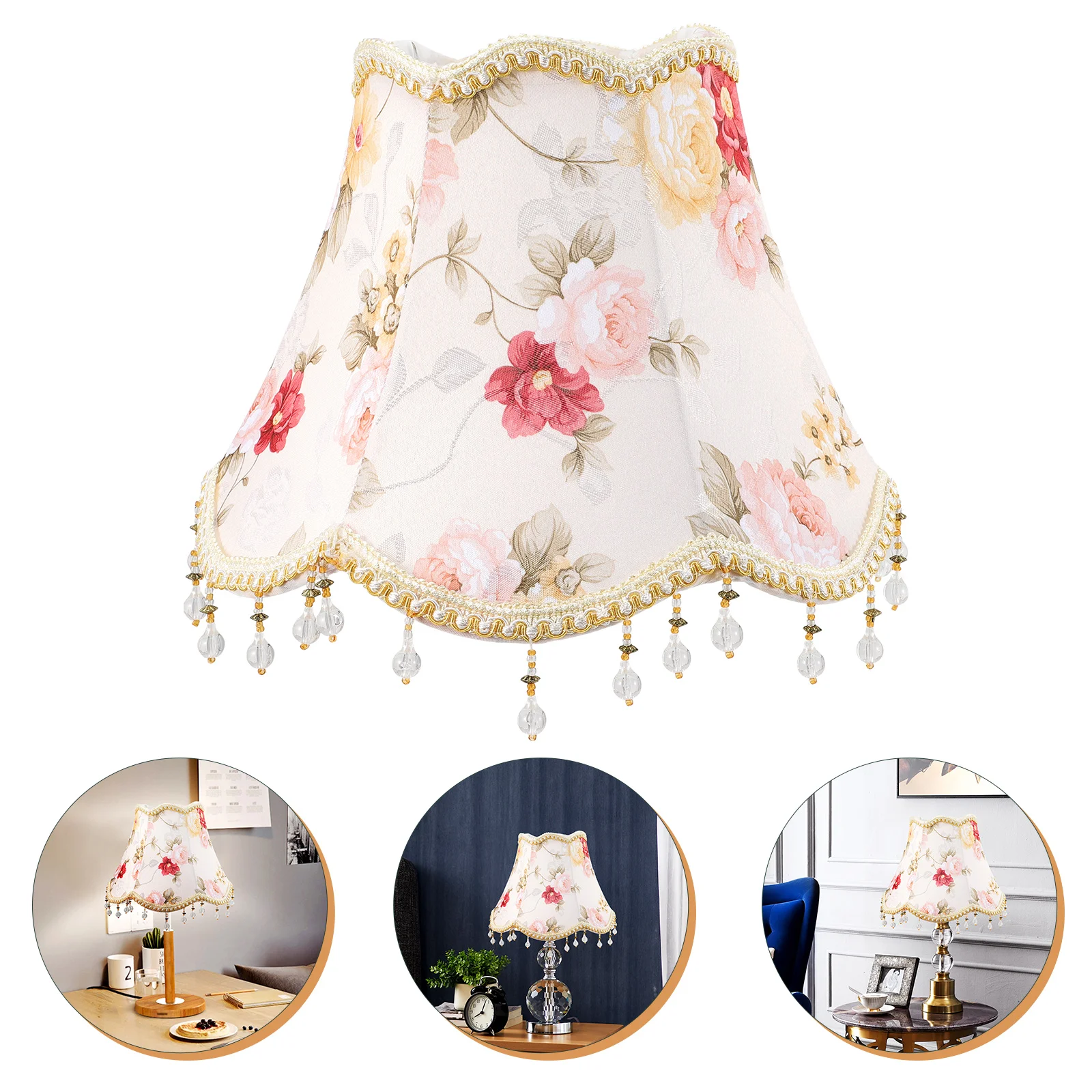 

Lamp Lampshade Shade Cover Shades Light Table Fabric Europeanflower Cloth Clip Coverslamps Chandelier Decorative Pendent Rose