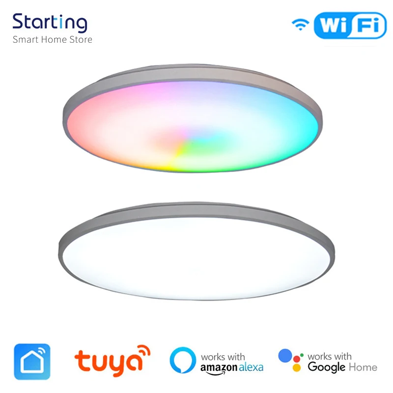 Умный потолочный светильник Tuya светодиодсветильник лампа с Wi-Fi RGB + C W управлением