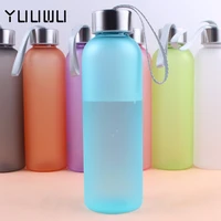 600ml water bottle portable sport camping cycling travel plastic juice frosted bottle drinkware outdoor water bottle with strap