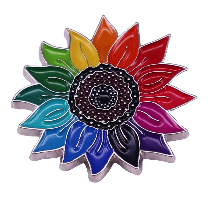 D1284 ЛГБТ дизайн Радуга Подсолнух креативная булавка брошь Металлические Булавки значки джинсовая эмаль ювелирное украшение в виде лацкана подарок для женщин unsix