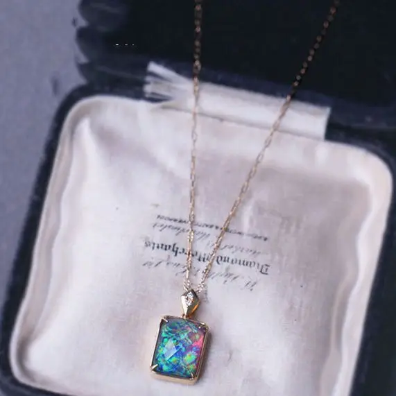 

[Monet Impression] Opal S925 Sterling Silver Gilded Diamond Set Double-sided Pendant with White Crystal Imported From Japan