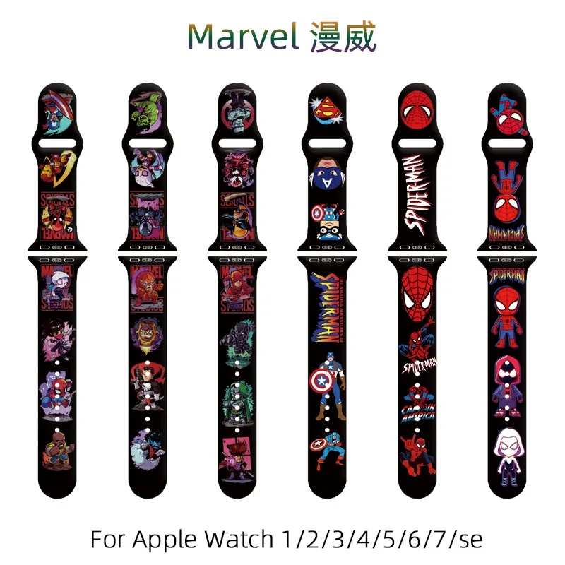 Marvel Spider Man Iron Man The Deadpool Strap for Apple Watch Band 45mm 44mm 40mm 42mm 41mm Correa Bracelet For iWatch Series