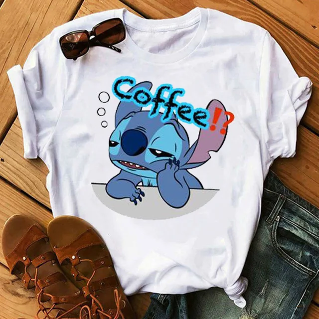

Stitch Short Sleeve T-Shirt Disney Short Sleeve Round Neck Women's T-Shirt Ladies Tops Summer Shirts for Women