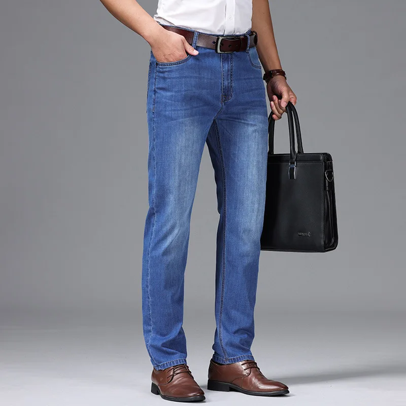 

Джинсы мужские прямые свободного покроя, из 2023 хлопка, батальных размеров 40 42