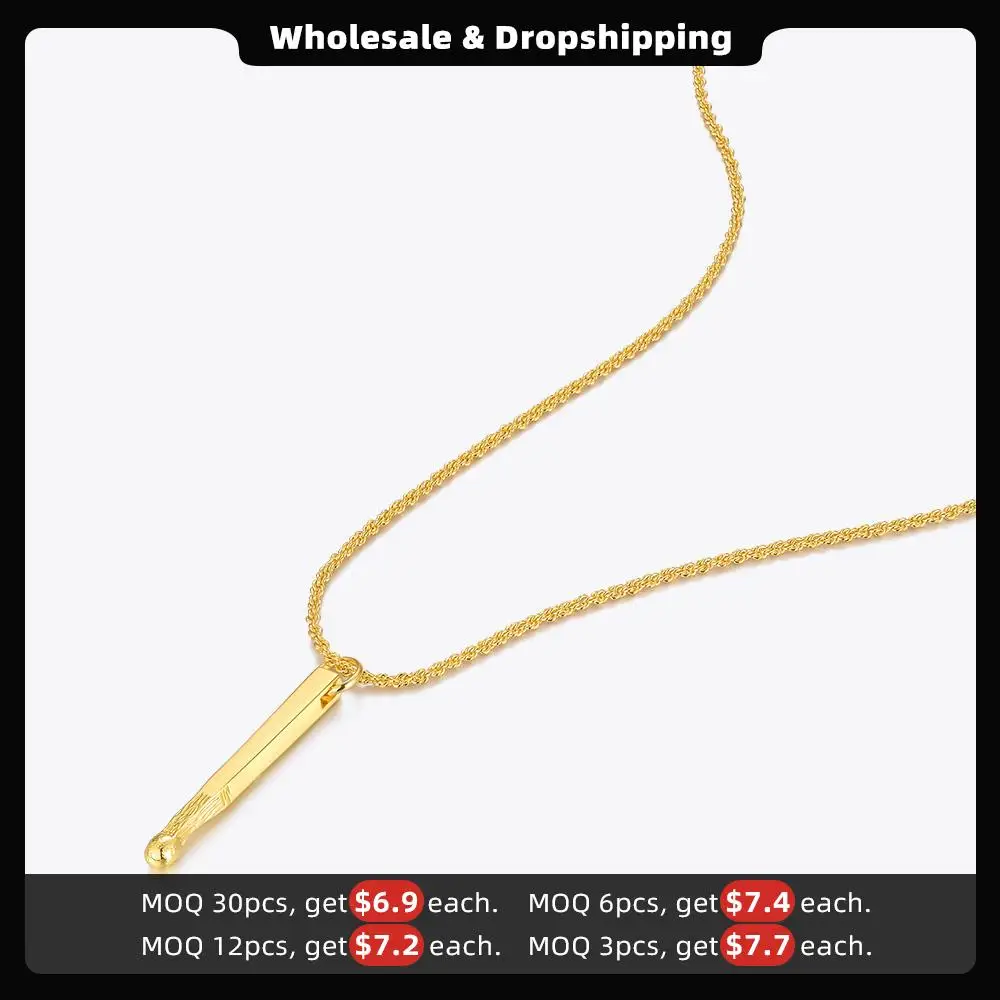 Женское винтажное ожерелье с подвеской-палочкой золотого цвета P3186 |