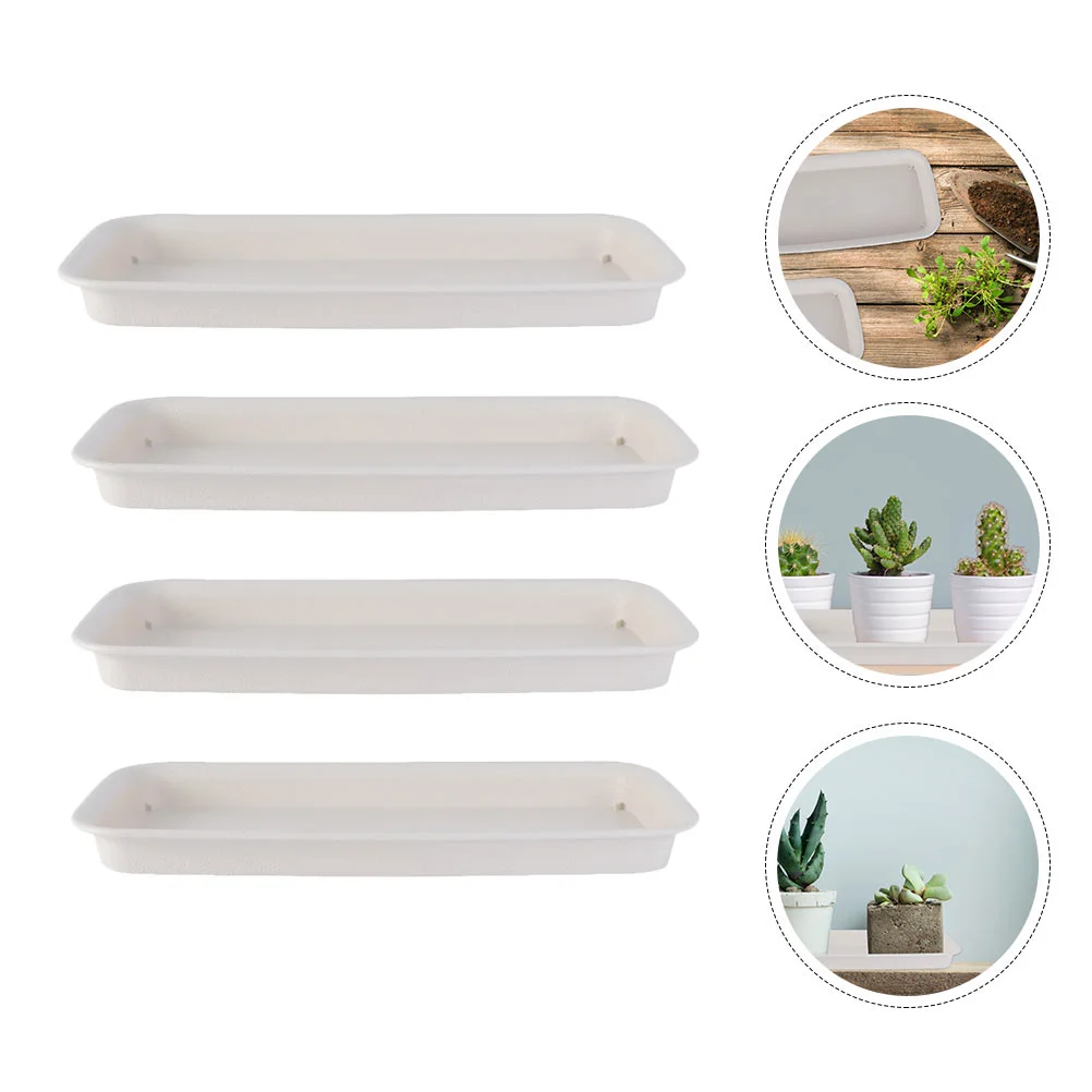 

4 Pcs Plastic Planter Tray Large Planters Rectangular Trays Potted Deepened Flowerpot Raw Material Pp Holder Gardening
