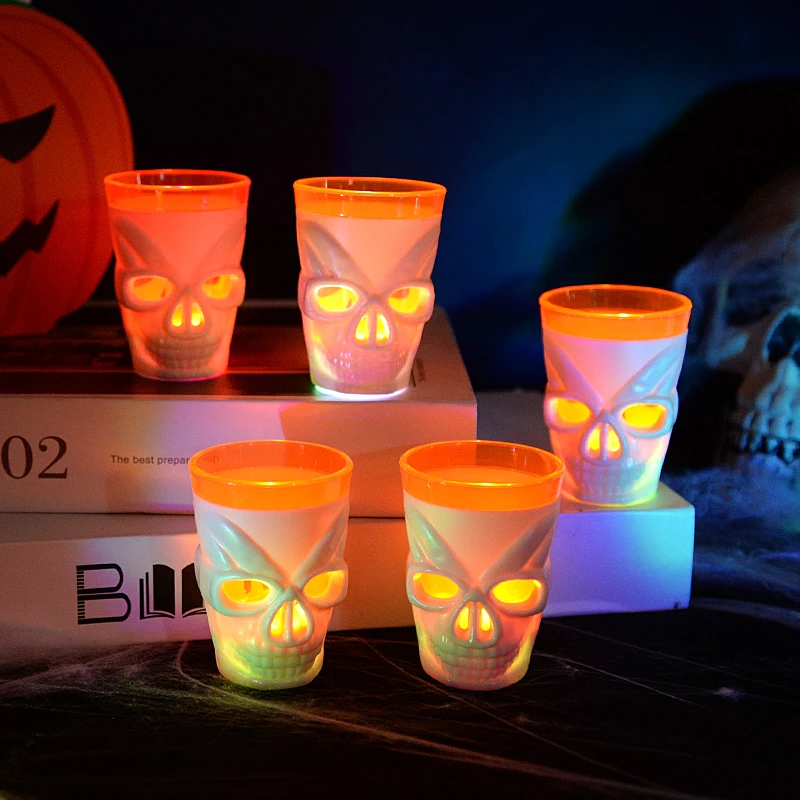 

Halloween LED Skull Head Wine Cup Happy Halloween Decoration Birthday Party Bar Supplies Luminous Water Drink Cup Terror Props