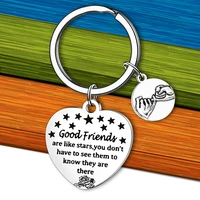 2022 stainless steel keychain jewelry good friend heart shaped friend gift rose pull hook inspirational encouragement pendant