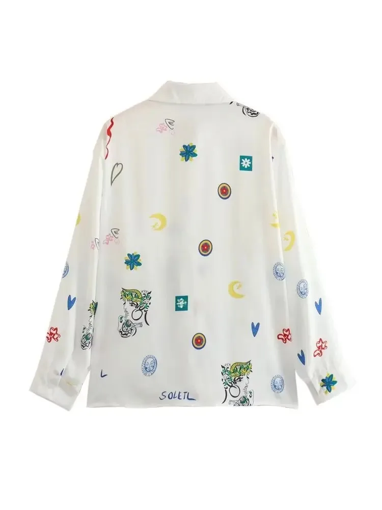 Рубашка с длинным рукавом и принтом свободного кроя