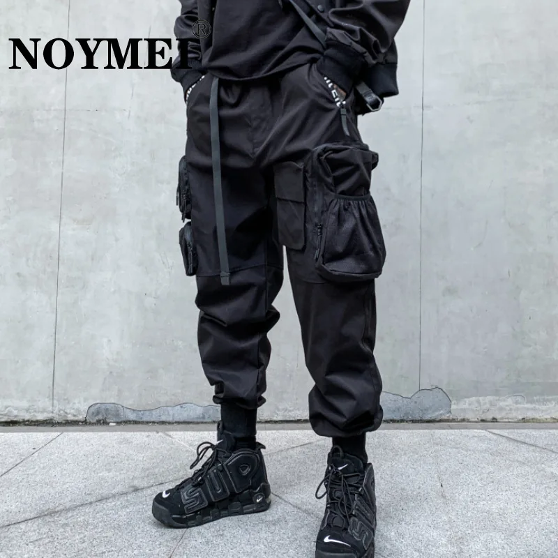 

NOYMEI Autumn Functional Cargo Pants Men's Trend Loose Binding Feet Casual All-match Ins Teenagers Trousers Korean Black WA2066