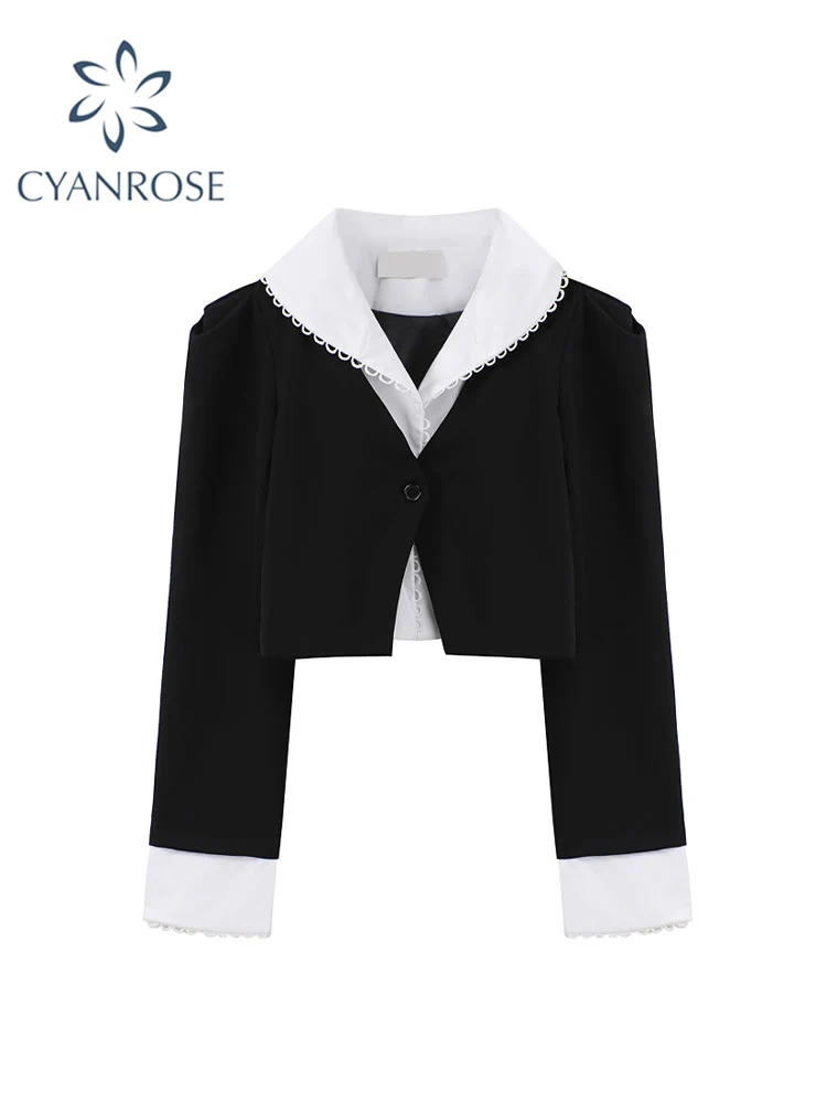 

Блейзер из двух частей в стиле пэчворк, Женская однобортная Модная рубашка с длинным рукавом, женский костюм, куртки, элегантное женское офисное пальто