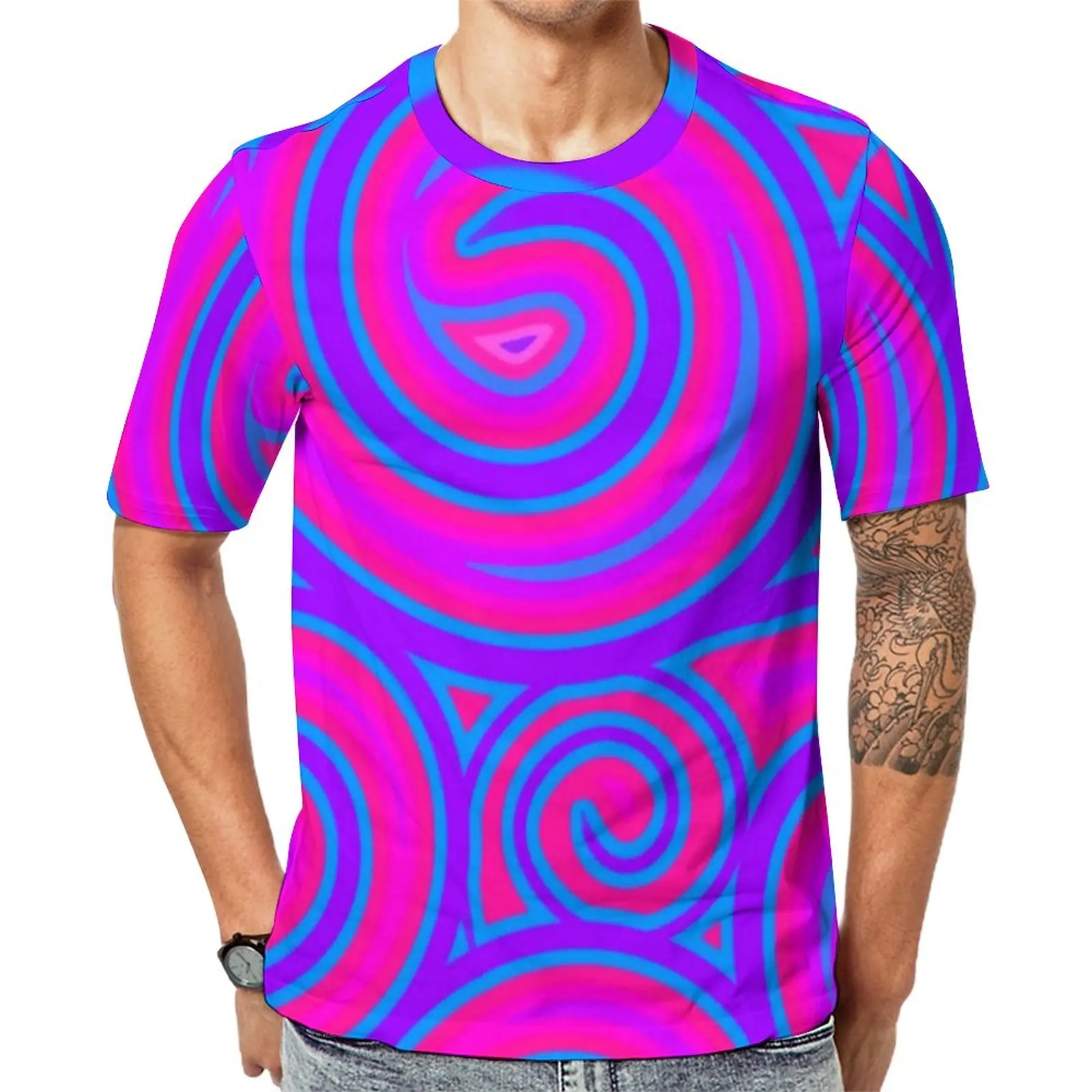 

Psychedelic Trippy Hippy T Shirt Retro Swirl Print Awesome T-Shirts O-Neck Vintage Tshirt Summer Man Design Tees Plus Size 6XL