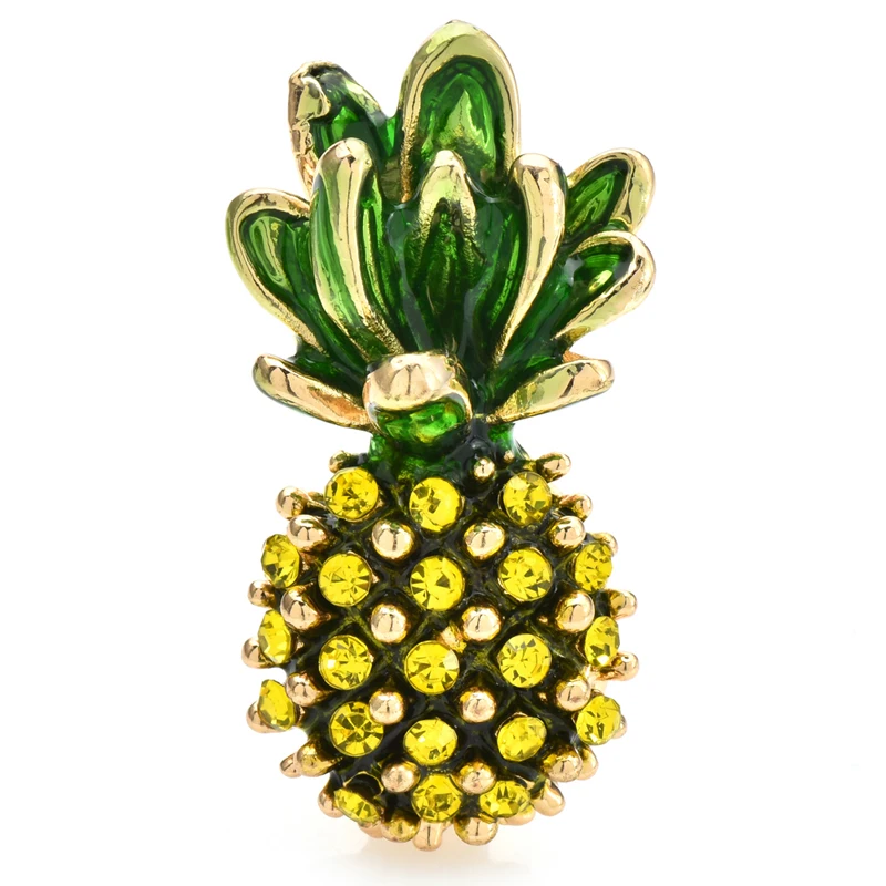 

Wuli&baby Cute Pineapple Brooches For Women Unisex Rhinestone Enamel Fruits Collar Pins Gifts