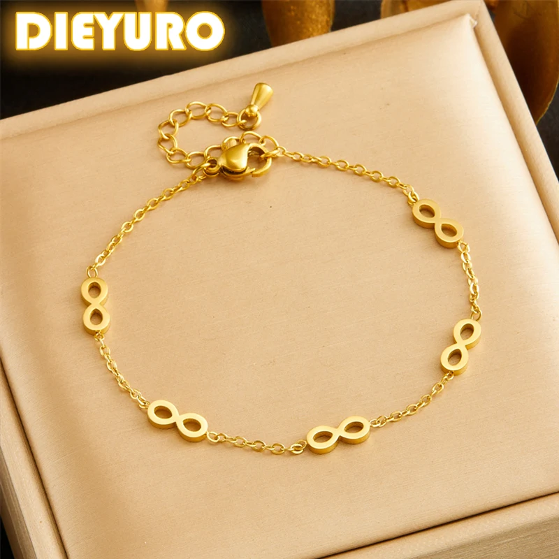 DIEYURO 316L нержавеющая сталь золотистая женская модель 2024 новый тренд не выцветает