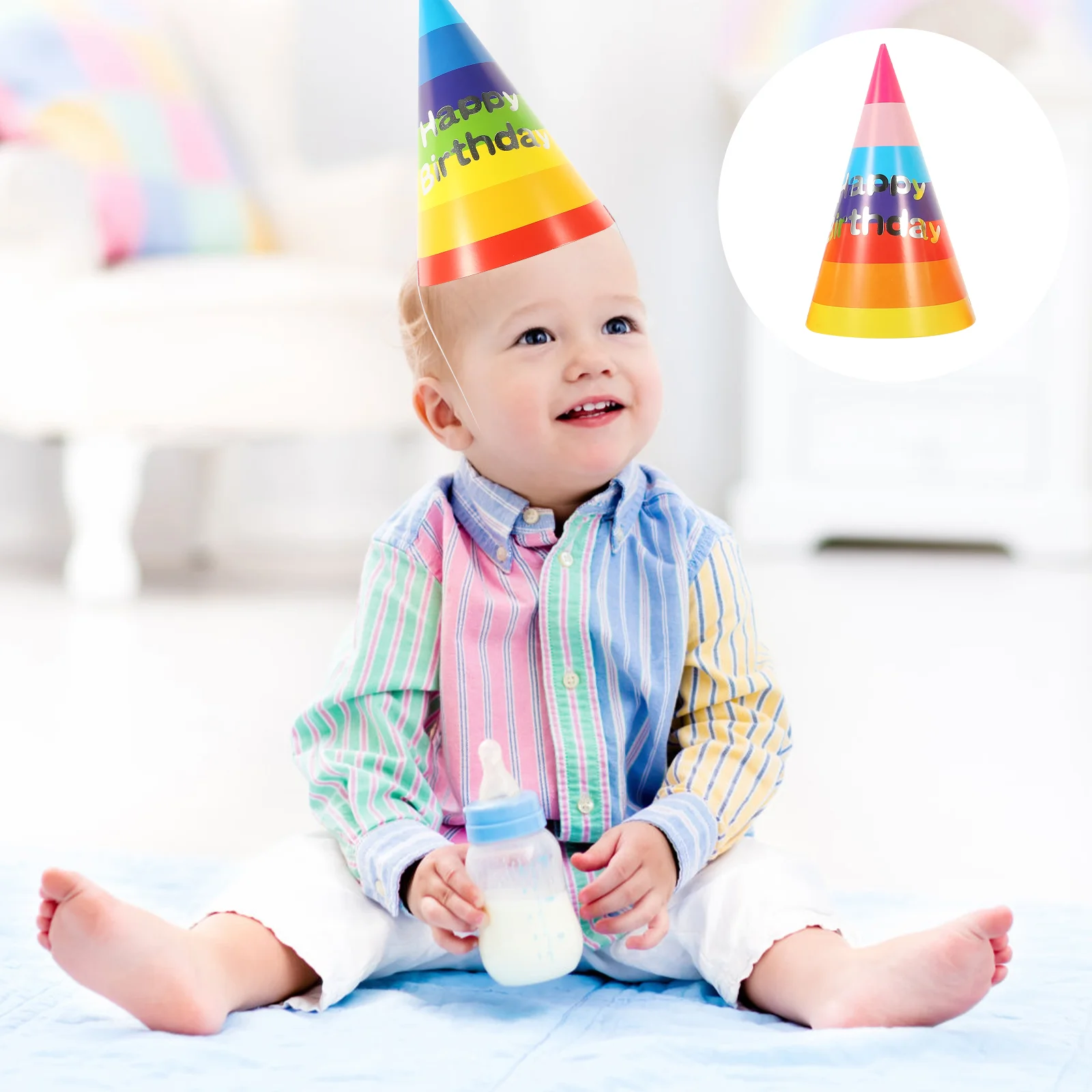 

32 Pcs Conical Birthday Hat Kids Party Cap Head Ornament Sequin Ball Baby Crown
