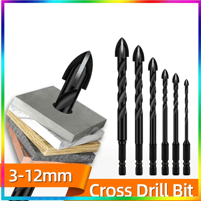 Cross Hex Drill Bit Set For Concrete Porcelain Tile Glass Metal Professional Multifunction Drill Bits Kit Tools