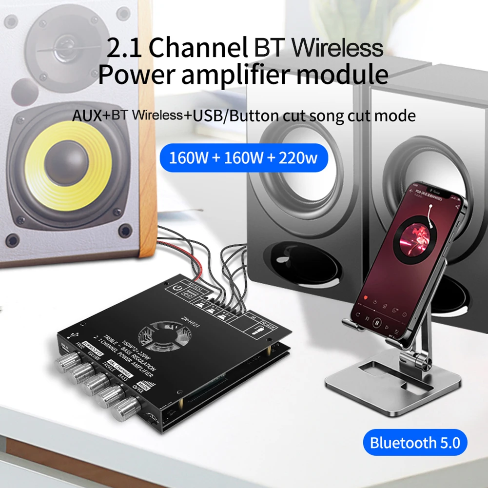 

ZK-HT21 Amplifier Board Module with Subwoofer TDA7498E Stereo Power Amplifier Module DC15-36V AUX/USB Input Bluetooth-Compatible