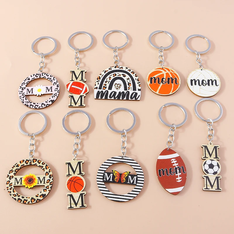 

Mom Wooden Bohemia Keychains Charms for Mother's Day Gift Keyrings Women Handbag Pendants Key Chains Accessories