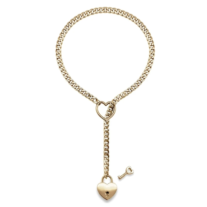 Модное ожерелье-лариат с замком в форме сердца массивное ожерелье стиле панк-рок