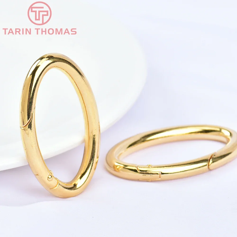 (5742) 2 шт. 29 5x48 мм 24-каратного золота латунная овальная застежка-лобстер высокое