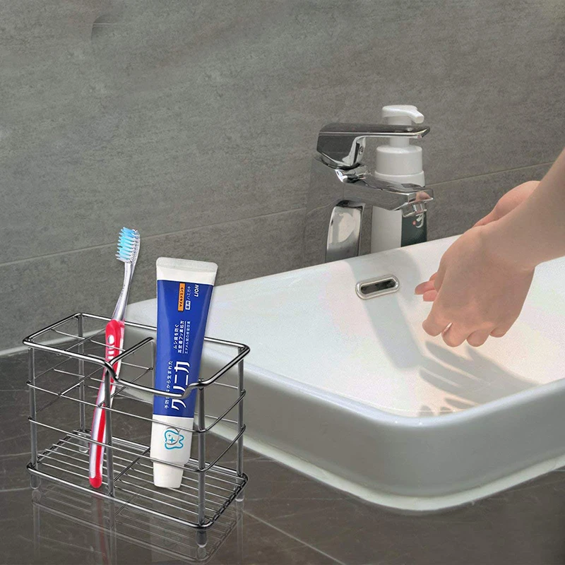 Stainless Steel Bathroom Toothbrush Organization Holder Toothbrush Toothpaste Bathroom Gadgets Storage Rack House Accessories