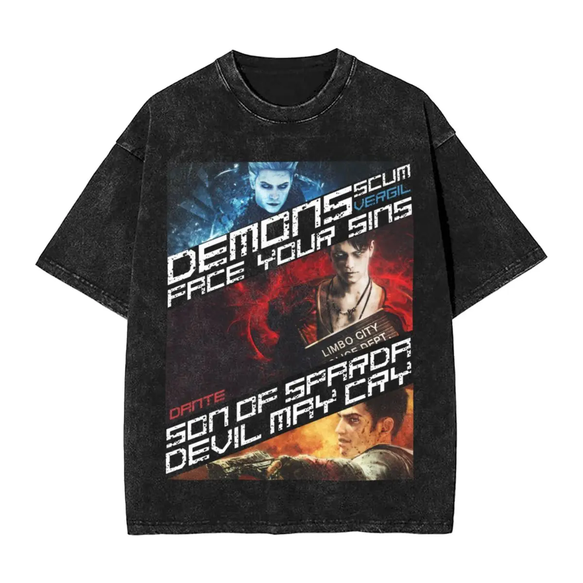 Промытые футболки DMC Devil May Cry Demon Brothers Harajuku уличная одежда топы из 100% хлопка с