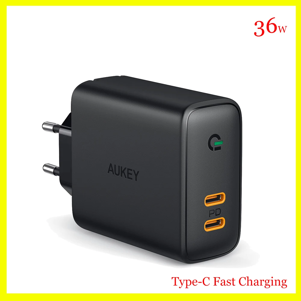 

AUKEY PA-D2 65W Omnia Duo Fast Chargering Dual-Port PD USB-C Wall Chargers Station EU Plug for Smart Phone Tablet Accessories