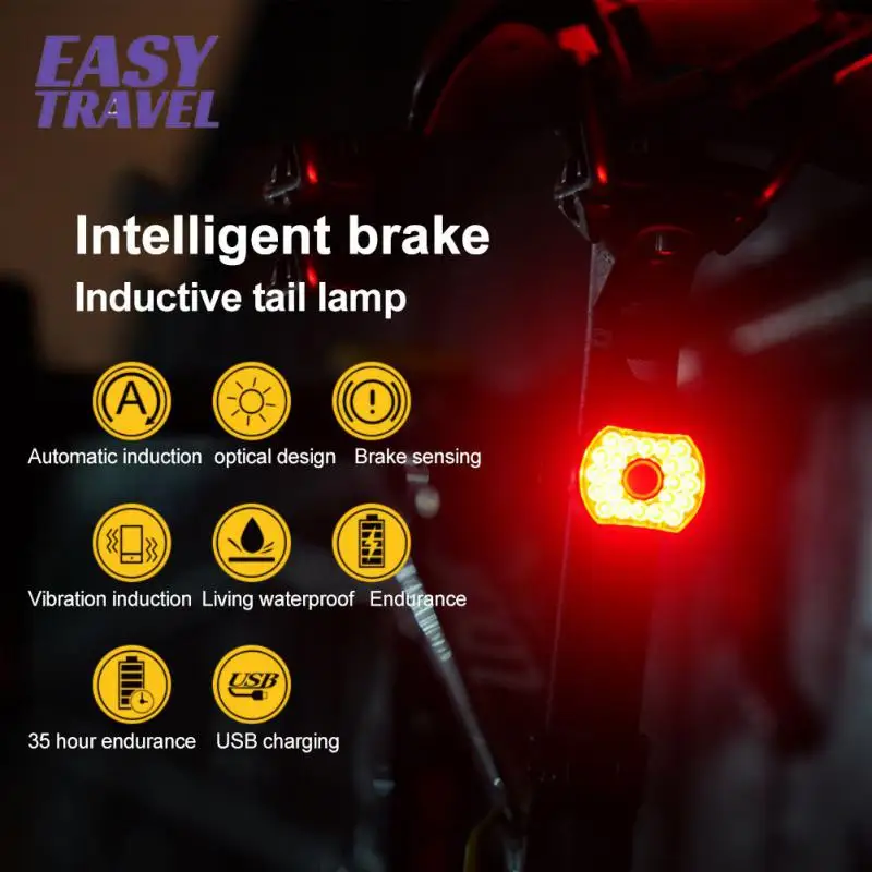 

Bright Vibration Sensing Intelligent Brake Lamp Double Bracket Brake Sensing Light Automatic Led Riding Accessories Bicycle Lamp