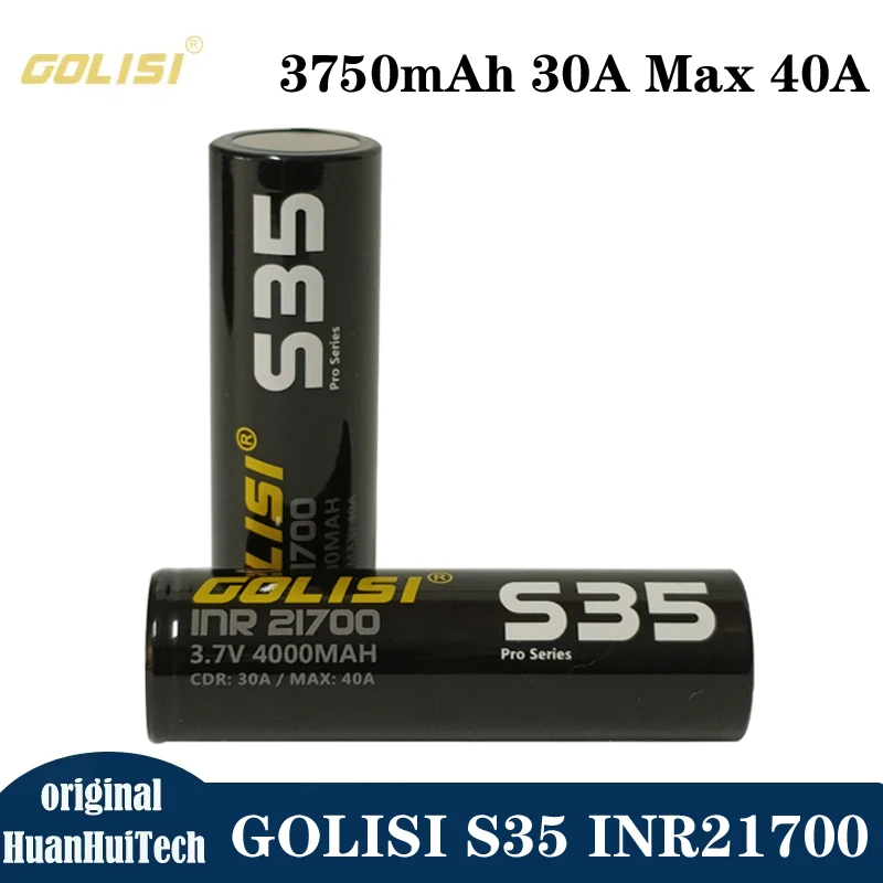 Фото Оригинальная перезаряжаемая литий-ионная батарея GOLISI S35 INR 21700, 3750 мАч, 30А, высокотоковая, для фотоаппаратов, фонариков, микрофонов, игрушек №1