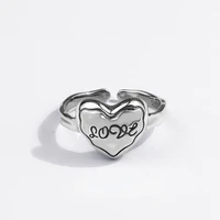 rings for women vintage heart love women rings letter 925 sterling silver rings party birthday wedding engagement jewelry
