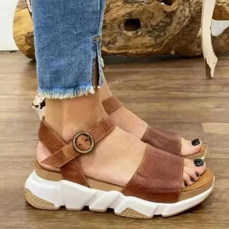 

2022 NEW Ankle Strap Sandals Open Toe Platform Casual Wedges Sandals Summer Shoes for Women Beach Platform Sandals