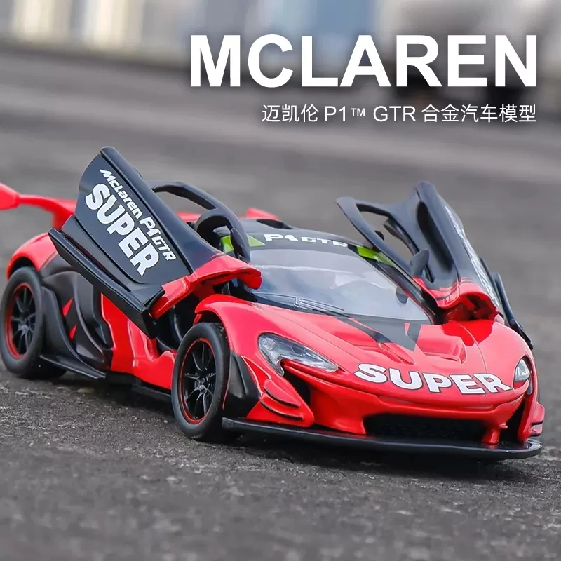 

1:32 Diecast Alloy Model Car Miniature McLaren P1 GTR Supercar Metal Vehicle Collectible Gifts Red Children Boys Christmas Toys